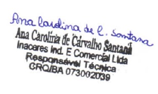 Assinatura da Engenheira de Alimentos Ana Carolina de Carvalho Santana